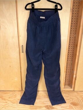 Jesse Kamm Navy washed raw silk Pull-On Pants